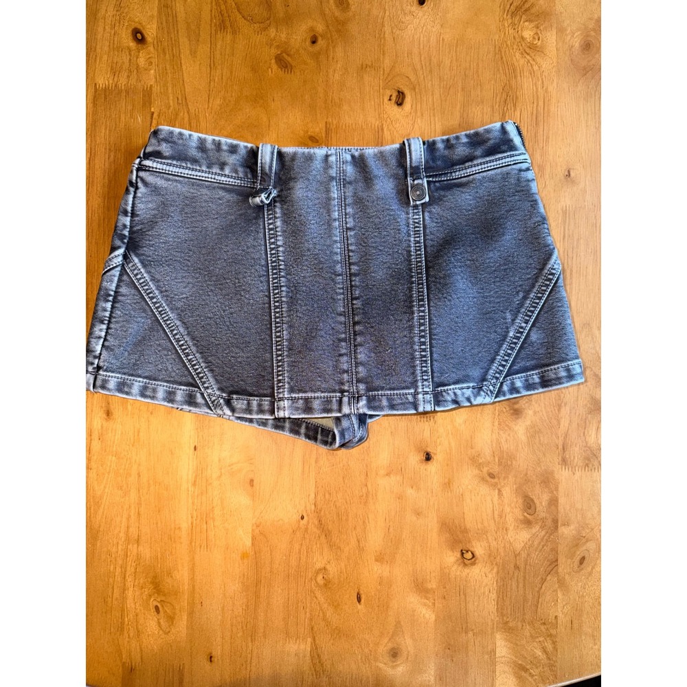 We The Free Free People Coated Denim Look Skort Gray Acid Wash Mini 24 515
